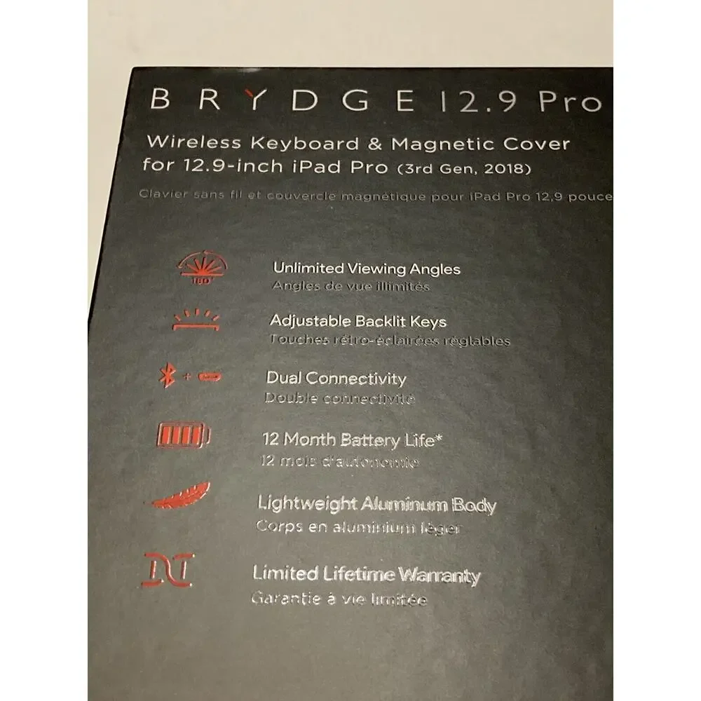 BRYDGE Wireless Keyboard & Magnetic Cover, IPAD PRO 12.9 2020 2018 3rd Gen